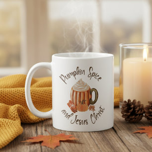 Taza De Café Especie de calabaza y otoño cristiano de Jesucrist