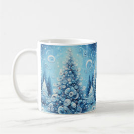 Taza De Café Espectacular árbol de navidad impresionista azul