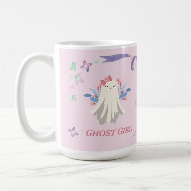 Taza De Café Espectacular Chica fantasma Fun Pastel Halloween (Izquierda)