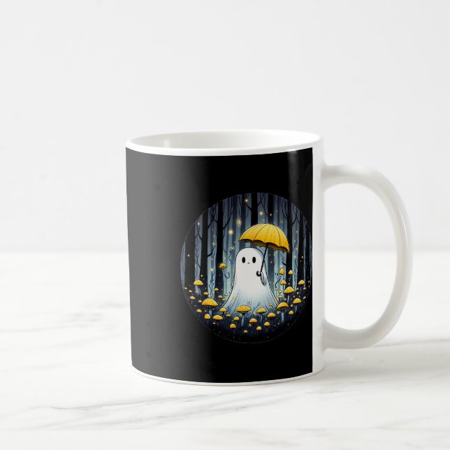Taza De Café Espectacular fantasma Halloween paraguas amarillo (Derecha)