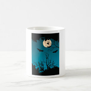 Taza De Café Espectacular fiesta de Halloween Luna llena y bate