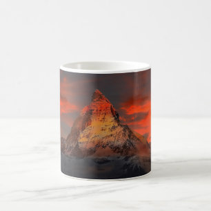 Taza De Café Espectacular paisaje de cielo rojo matterhorn
