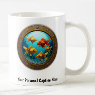 Taza De Café Espectacular pez dorado dentro de un ojo de buey
