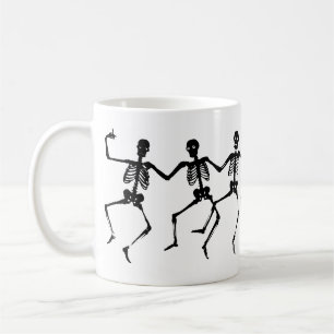 Taza De Café Espectacular Skeleton Halloween blanco y negro
