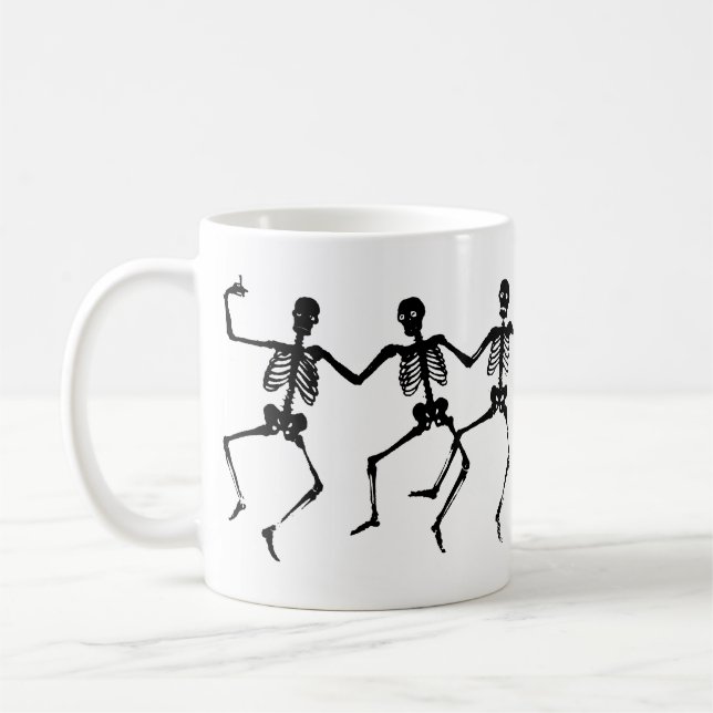 Taza De Café Espectacular Skeleton Halloween blanco y negro (Izquierda)