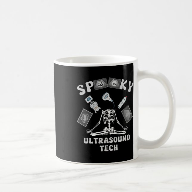 Taza De Café Espectacular Ultrasonido Tech Skeleton Halloween (Derecha)