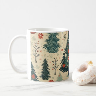 Taza De Café Espectaculares árboles navideños Patrón acuarela