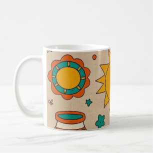 Taza De Café Espectaculares Patrones bohemios, soles dibujados