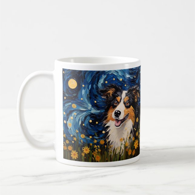 Taza De Café Espectáculo canino estrellado nocturno - Inspiraci (Izquierda)