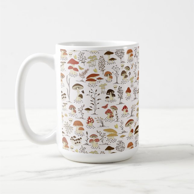Taza De Café Espectáculo caprichoso de los hongos de Woodland (Izquierda)