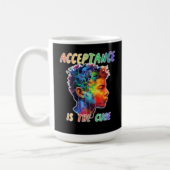 Taza De Café Espectro autista La aceptación es la cura (Izquierda)