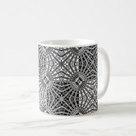 Taza De Café Espejo Mandala en Negro y Blanco 2