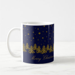 Taza De Café Espeluznante árbol de Navidad dorado, luna, estrel