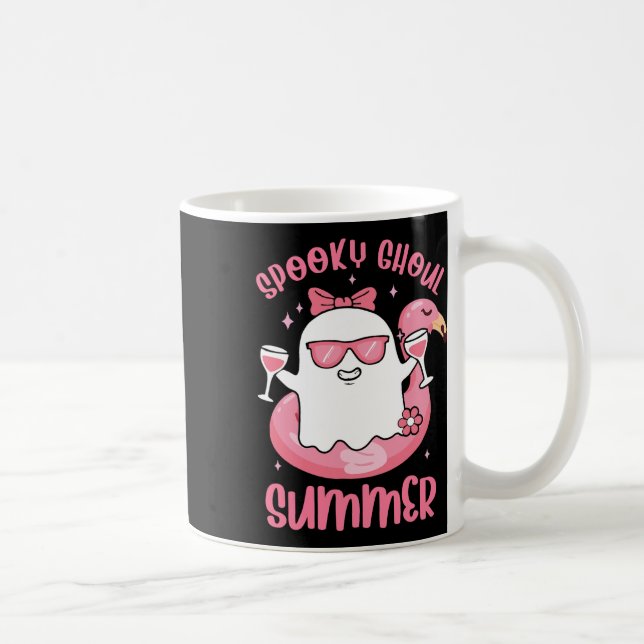 Taza De Café Espeluznante Ghoul verano lindo fantasma Flamingo  (Derecha)