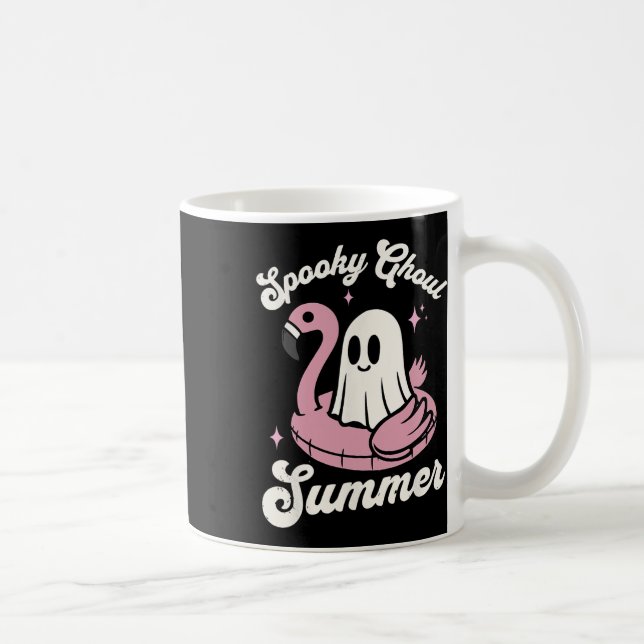 Taza De Café Espeluznante Ghoul verano lindo fantasma Flamingo  (Derecha)