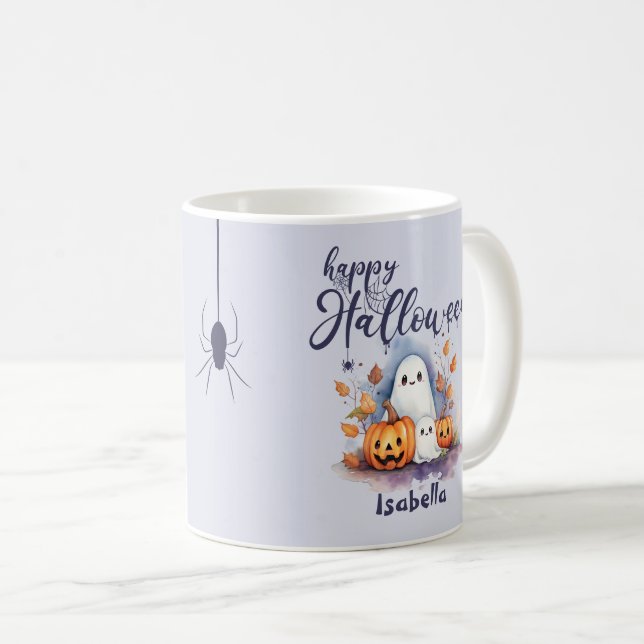 Taza De Café Espeluznante Halloween Calabaza Fantasma Mug (Anverso derecho)