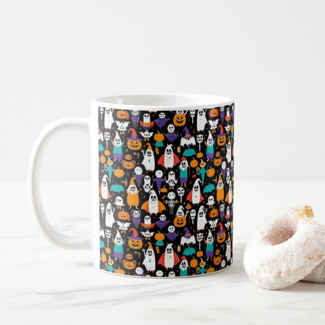 Taza De Café Espeluznante patrón de Halloween (Con donut)