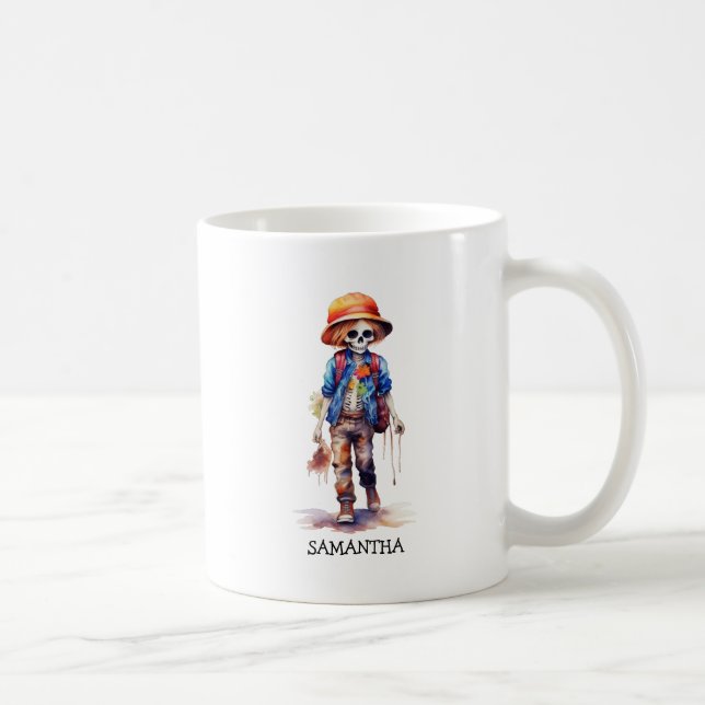Taza De Café Espeluznante Pero Cute Niño Zombie - Adorable Maca (Derecha)