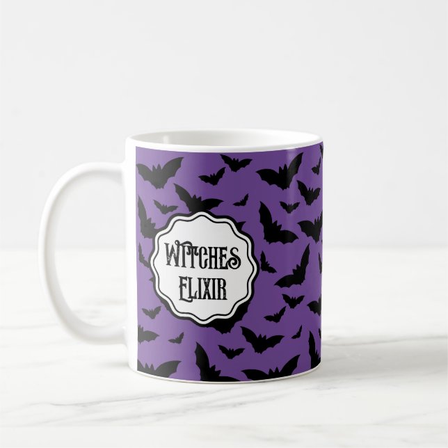 Taza De Café Espeluznantes murciélagos negros de Halloween mora (Izquierda)