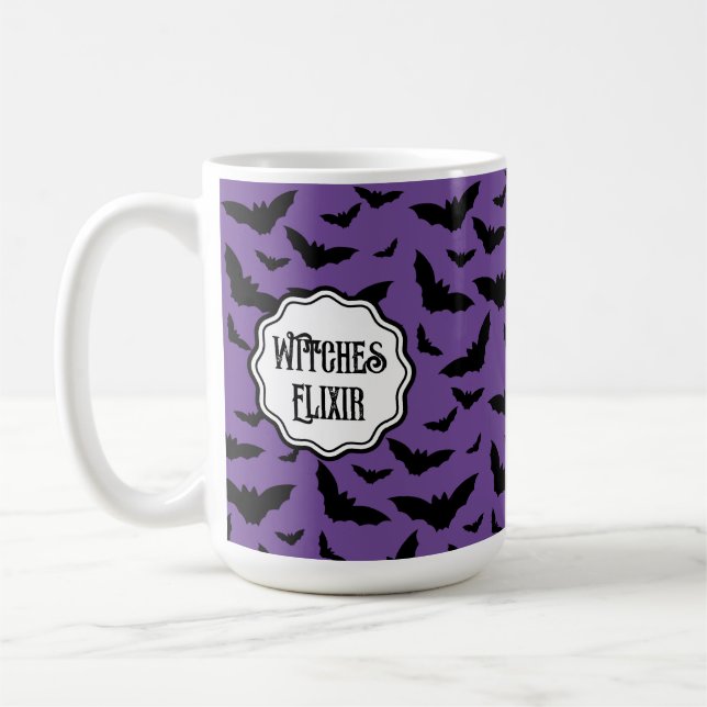 Taza De Café Espeluznantes murciélagos negros de Halloween mora (Izquierda)