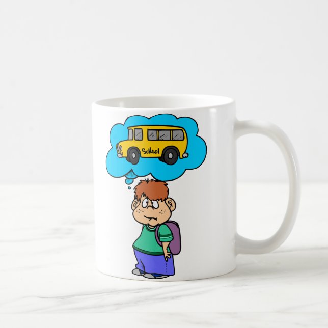 Taza De Café Esperando El Autobús Escolar (Derecha)