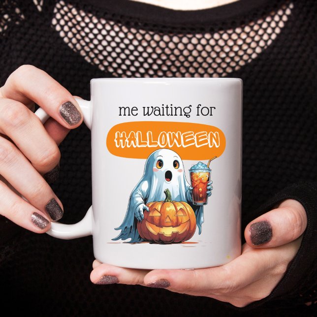 Taza De Café Esperando el café fantasma de Halloween (Subido por el creador)