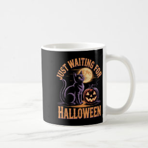 Taza De Café Esperando Halloween Black Cat Halloween Quo