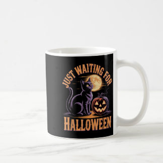 Taza De Café Esperando Halloween Black Cat Halloween Quo