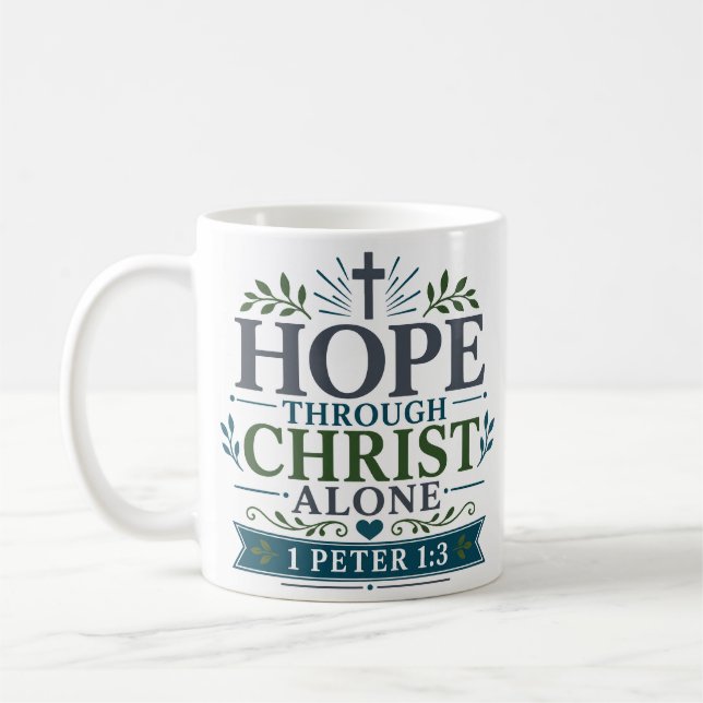 Taza De Café Esperanza a través de Cristo solo Devocional Escri (Izquierda)