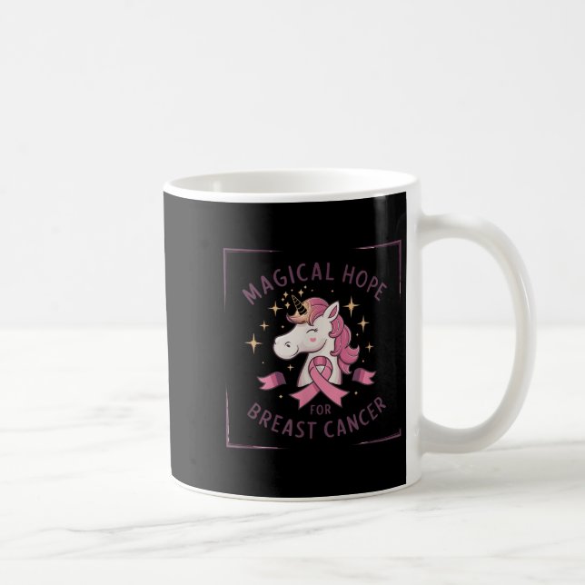 Taza De Café Esperanza mágica para el cáncer de mama Unicornio (Derecha)
