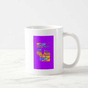 Taza De Café Esperanza psicodélica de EEUU: Arte Neon Unity