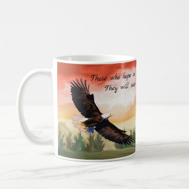 Taza De Café Esperanza y fuerza Verso de la Biblia Isaías (Izquierda)