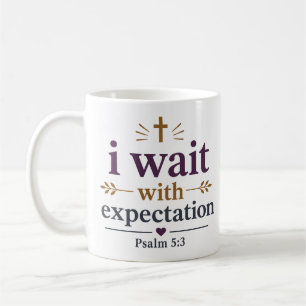 Taza De Café Espero con Expectación Biblia Cristiana Estética 
