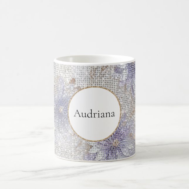 Taza De Café Espinazo floral dorado morado (Centro)