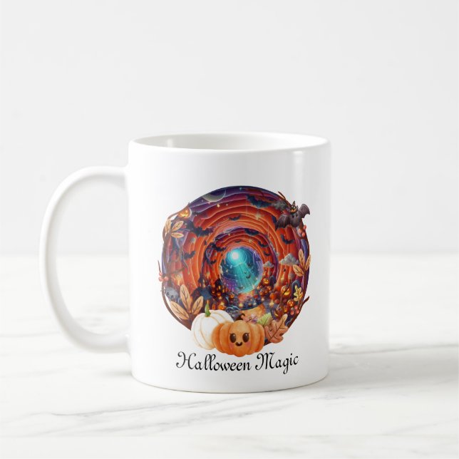 Taza De Café Espiral 3D encantadora en la magia de Halloween (Izquierda)