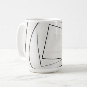 Taza De Café Espiral Cuadrada Abstracta Blanco Negro