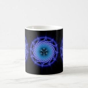 Taza De Café Espiral Merkaba Mandala Azul ( Geometría fractal 