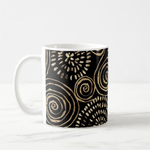 Taza De Café Espirales de purpurina dorado, textura abstracta y