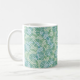 Taza De Café Espirales verdes azules
