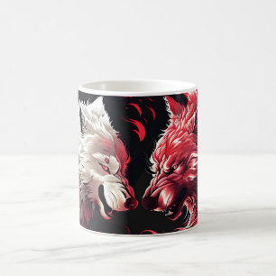 Taza De Café Espíritu Animal Fantasía Lobo Sombra Luz