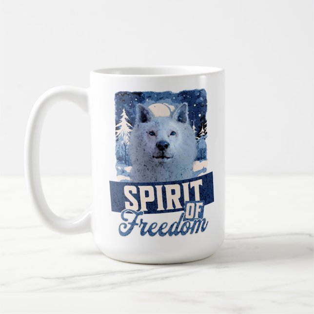 Taza De Café Espíritu de libertad del lobo ártico (Izquierda)