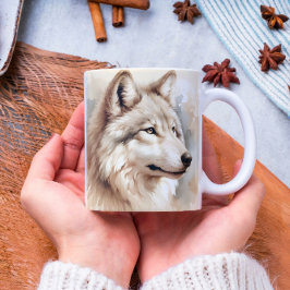 Taza De Café Espíritu de lobo acuarela - Vida silvestre mística