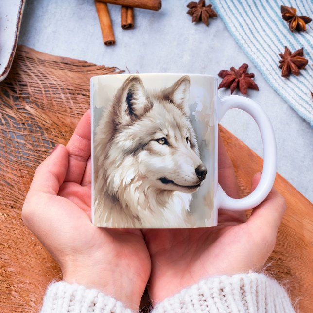 Taza De Café Espíritu de lobo acuarela - Vida silvestre mística (Subido por el creador)
