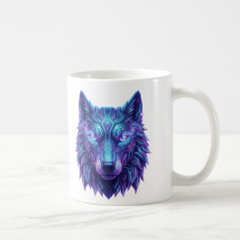 Taza De Café Espíritu de lobo cibernético guardián de la intuic