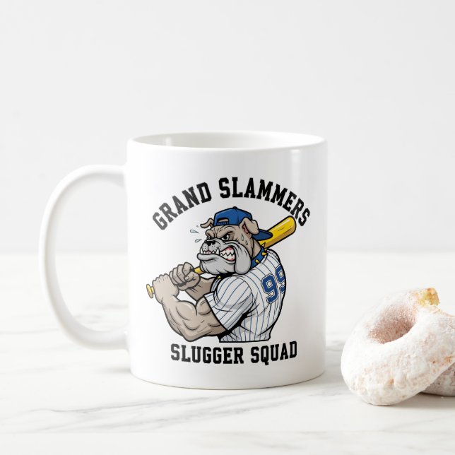 Taza De Café Espíritu del equipo de béisbol de Bulldog muscular (Con donut)