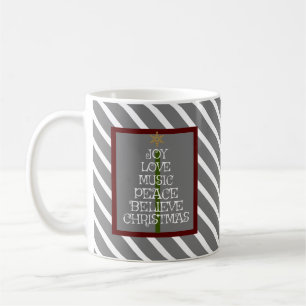 Taza De Café Espíritu gris/blanco lindo de Navidades en un árbo