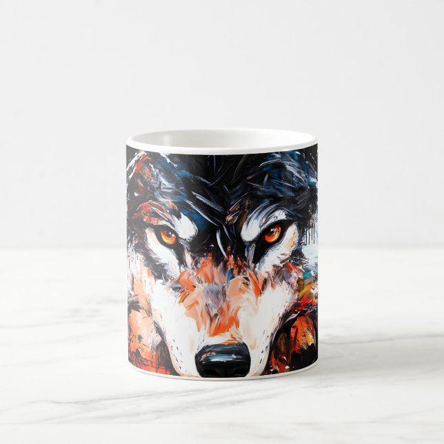 Taza De Café Espíritu Lobo Salvaje Abstracto (Centro)