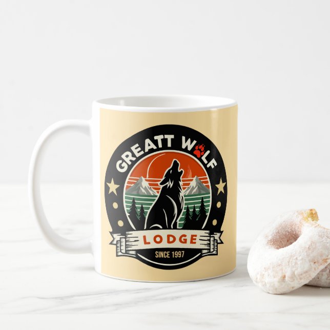 Taza De Café Espíritu majestuoso de lobo grande - naturaleza si (Con donut)