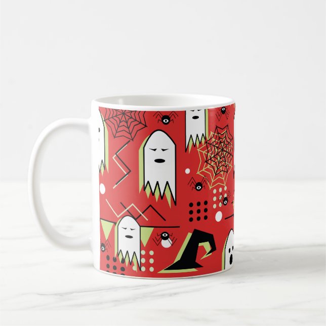 Taza De Café Espíritu memphis: Patrón geométrico de Halloween. (Izquierda)