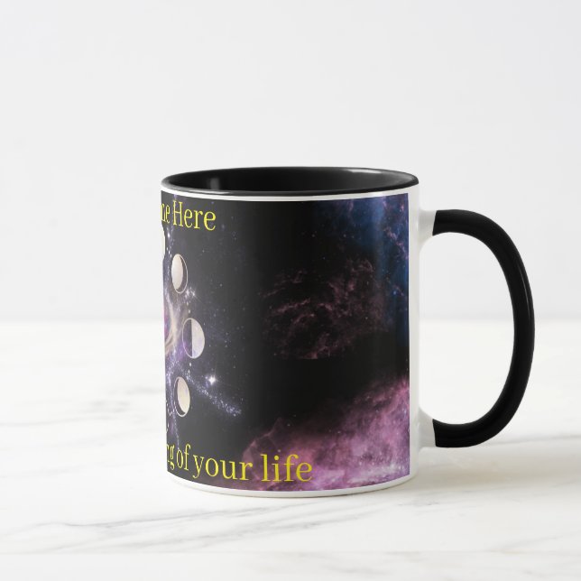 Taza de café espiritual con fases lunares celestes (Derecha)